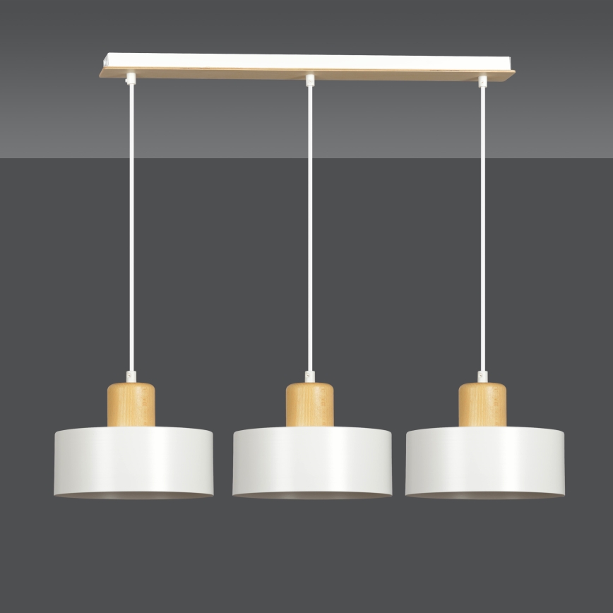 Candeeiro suspenso TORIN 3xE27/15W/230V branco