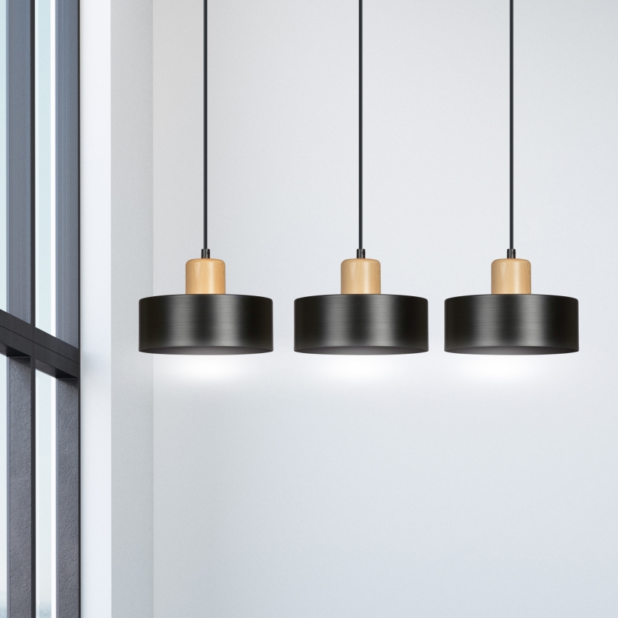 Candeeiro suspenso TORIN 3xE27/15W/230V preto