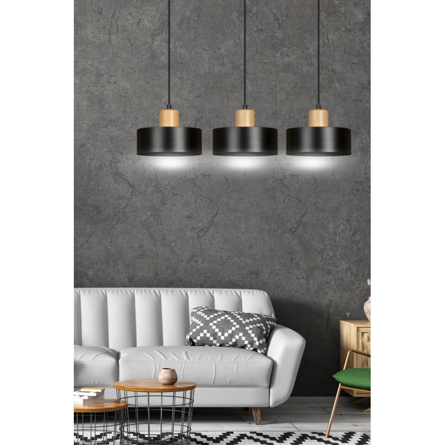 Candeeiro suspenso TORIN 3xE27/15W/230V preto