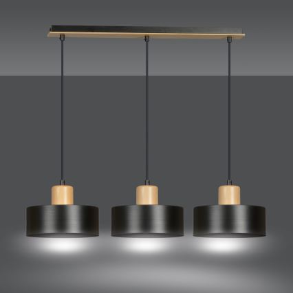 Candeeiro suspenso TORIN 3xE27/15W/230V preto