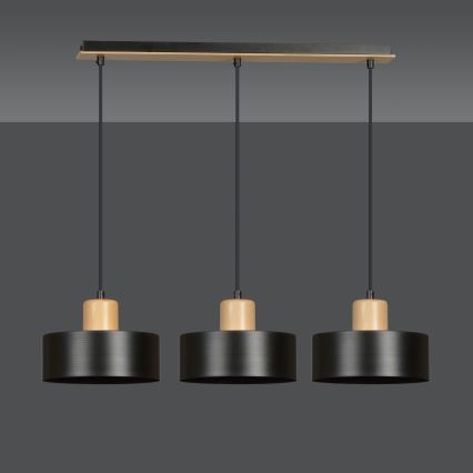 Candeeiro suspenso TORIN 3xE27/15W/230V preto