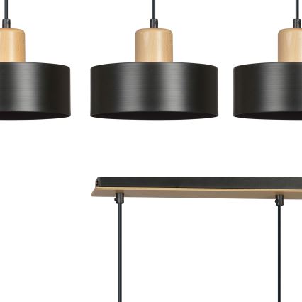 Candeeiro suspenso TORIN 3xE27/15W/230V preto