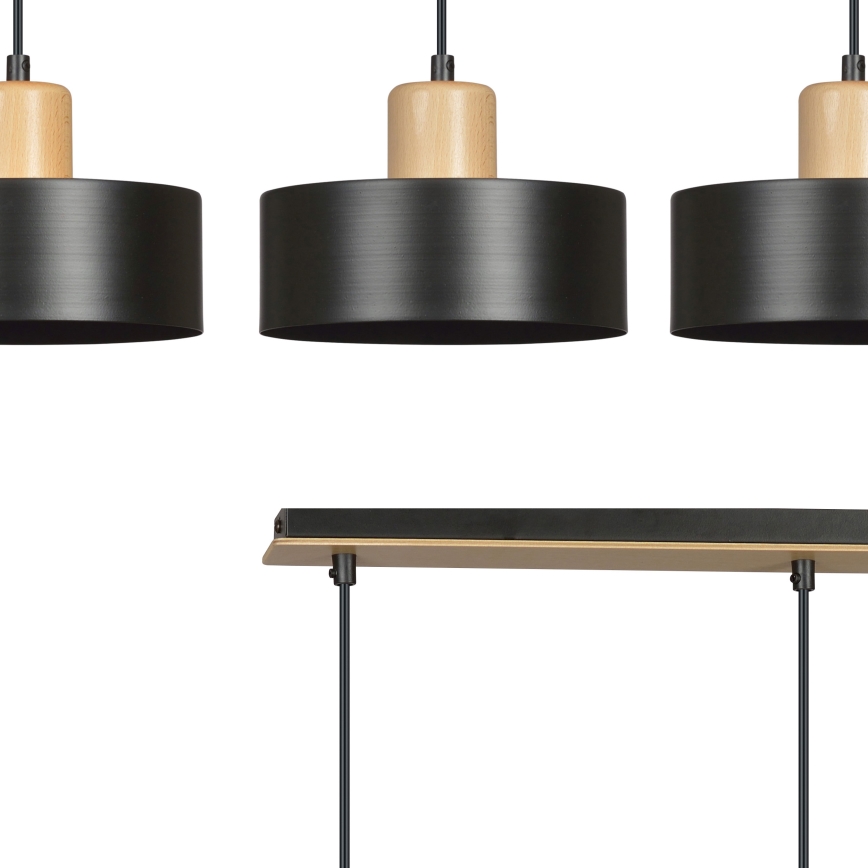 Candeeiro suspenso TORIN 3xE27/15W/230V preto