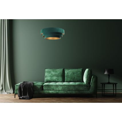 Candeeiro de teto suspenso TRINITI 1xE27/60W/230V verde/dourado