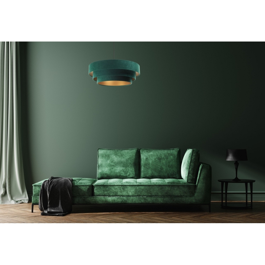 Candeeiro de teto suspenso TRINITI 1xE27/60W/230V verde/dourado