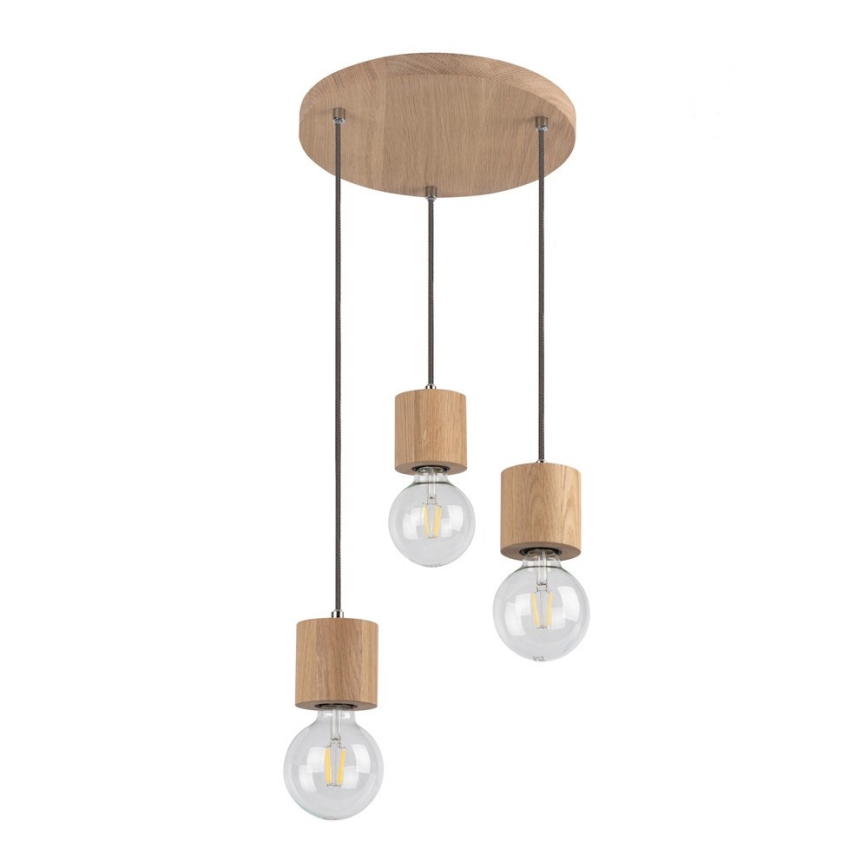 Candeeiro suspenso TRONGO 3xE27/60W/230V carvalho