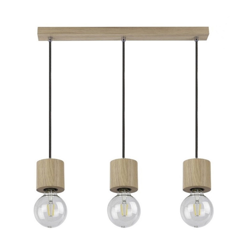 Candeeiro suspenso TRONGO ROUND 3xE27/60W/230V carvalho