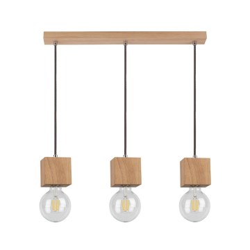Candeeiro suspenso TRONGO ROUND 3xE27/60W/230V carvalho