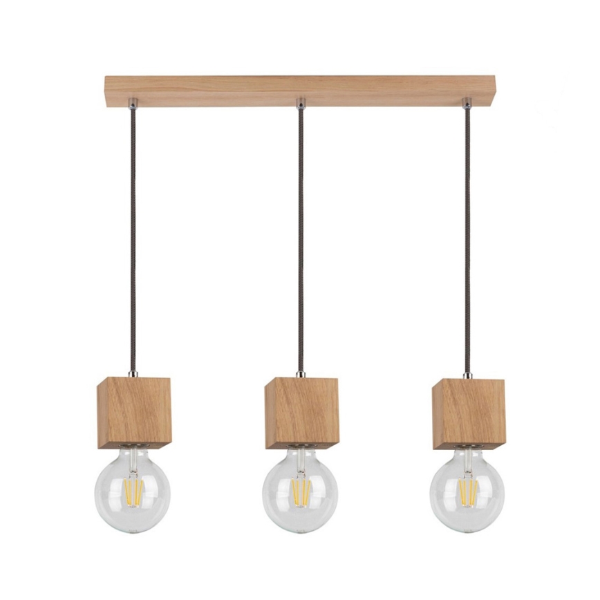 Candeeiro suspenso TRONGO ROUND 3xE27/60W/230V carvalho