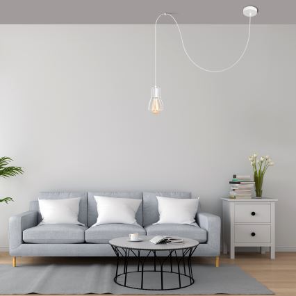 Candeeiro suspenso TUBE 1xE27/15W/230V branco