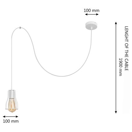 Candeeiro suspenso TUBE 1xE27/15W/230V branco