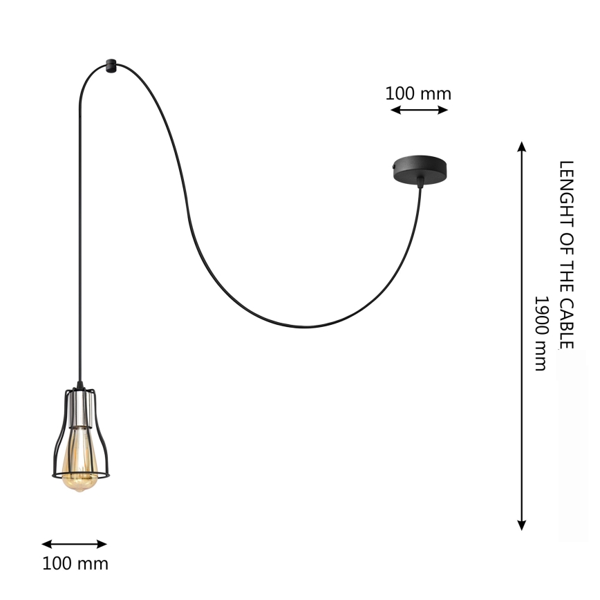 Candeeiro suspenso TUBE 1xE27/15W/230V preto/cromado brilhante