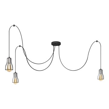 Candeeiro suspenso TUBE 3xE27/10W/230V aranha preto/cromado brilhante