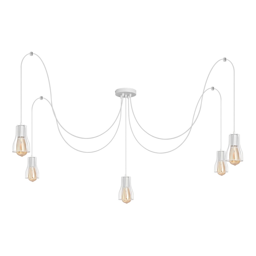 Candeeiro suspenso TUBE 5xE27/15W/230V aranha branco