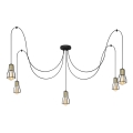 Candeeiro suspenso TUBE 5xE27/15W/230V aranha preto/dourado
