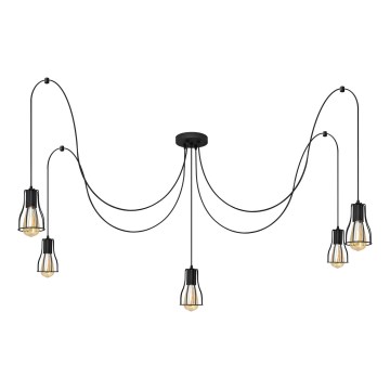 Candeeiro suspenso TUBE 5xE27/15W/230V aranha preto