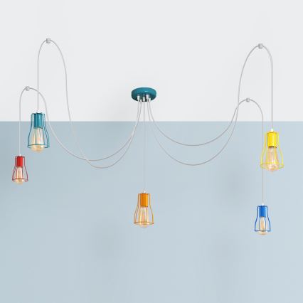 Candeeiro suspenso TUBE 5xE27/20W/230V aranha