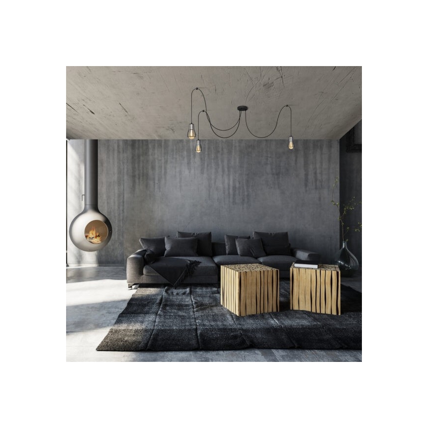 Candeeiro suspenso TUBE LONG 5xE27/15W/230V preto/cromado brilhante