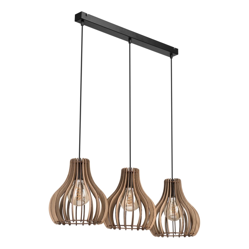 Candeeiro suspenso TUCCI 3xE27/15W/230V carvalho/preto