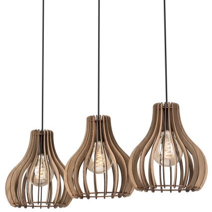 Candeeiro suspenso TUCCI 3xE27/15W/230V carvalho/preto