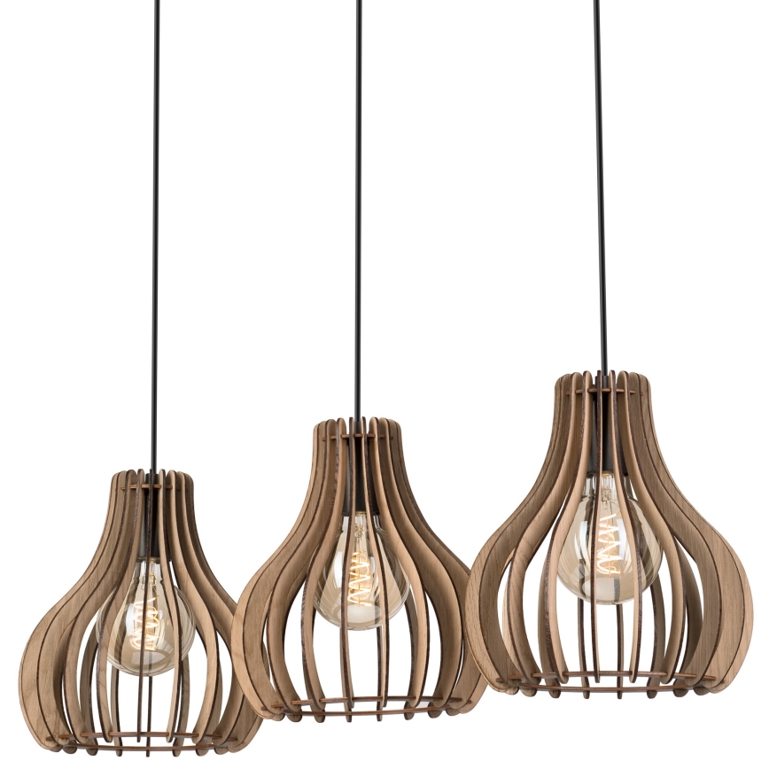 Candeeiro suspenso TUCCI 3xE27/15W/230V carvalho/preto