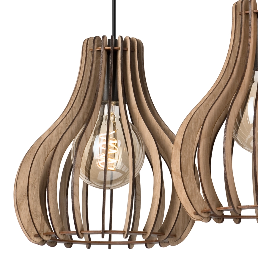 Candeeiro suspenso TUCCI 3xE27/15W/230V carvalho/preto
