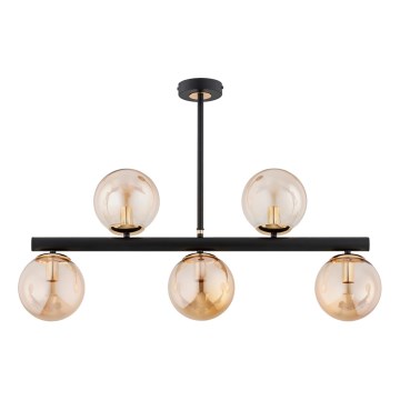 Candeeiro suspenso TUKANE 5xE14/10W/230V preto/dourado