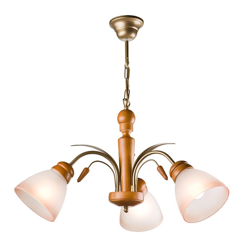 Candeeiro suspenso TULIPAN 3xE27/60W/230V faia