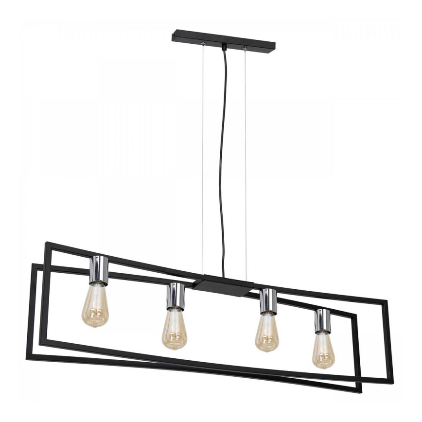 Candeeiro suspenso TUNJA 4xE27/60W/230V preto/cromado brilhante