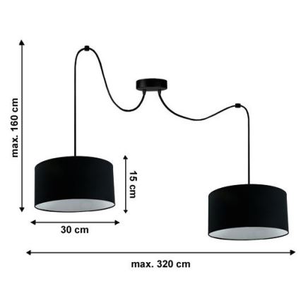 Candeeiro suspenso TUZ 2xE27/60W/230V aranha