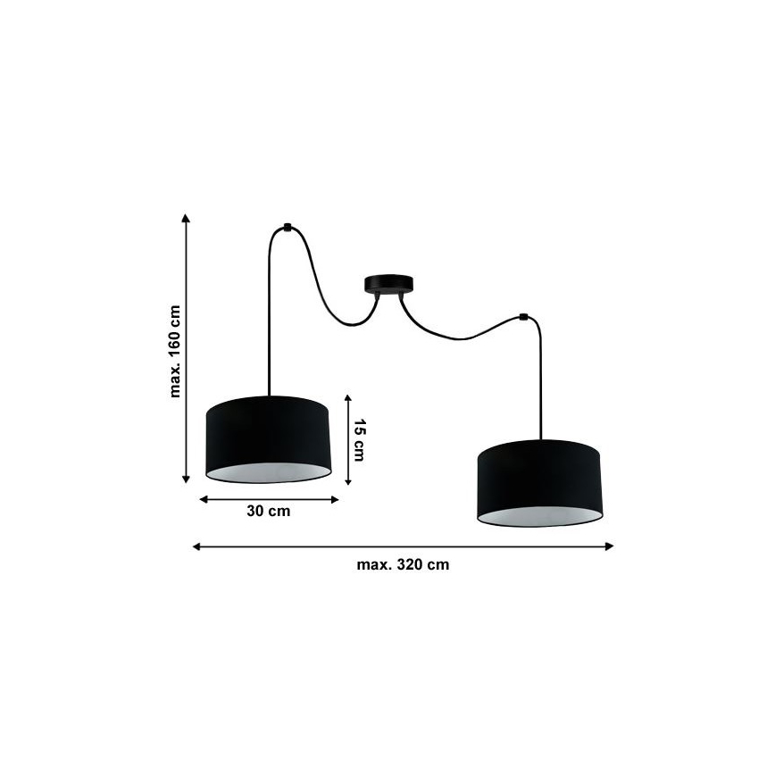 Candeeiro suspenso TUZ 2xE27/60W/230V aranha