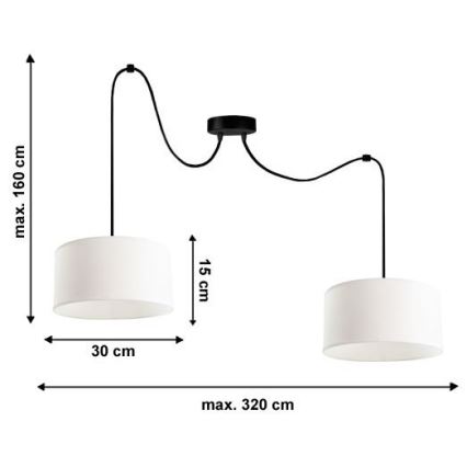 Candeeiro suspenso TUZ 2xE27/60W/230V aranha