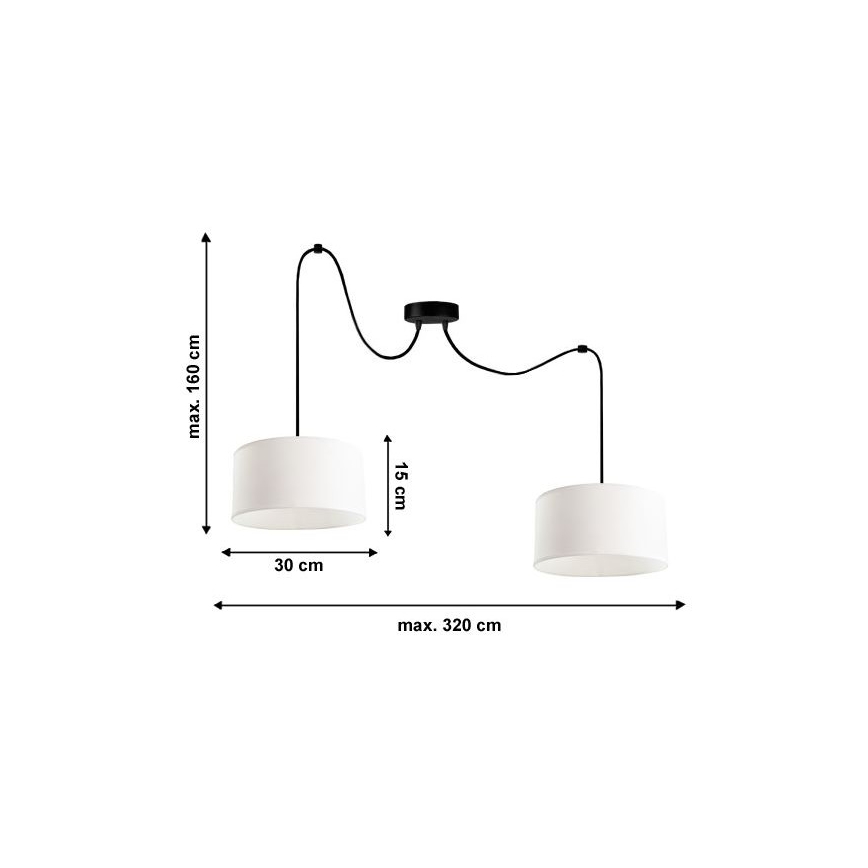 Candeeiro suspenso TUZ 2xE27/60W/230V aranha