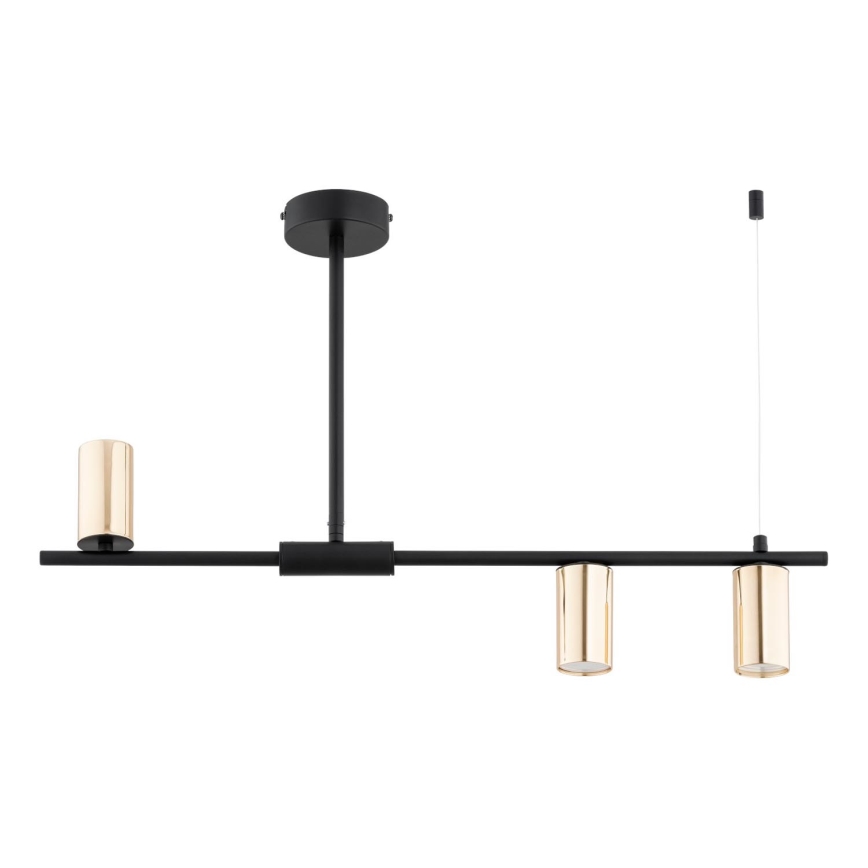 Candeeiro suspenso URANOS 3xGU10/10W/230V preto/dourado
