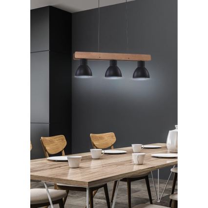 Candeeiro suspenso VARIO 3xE27/60W/230V Bétula
