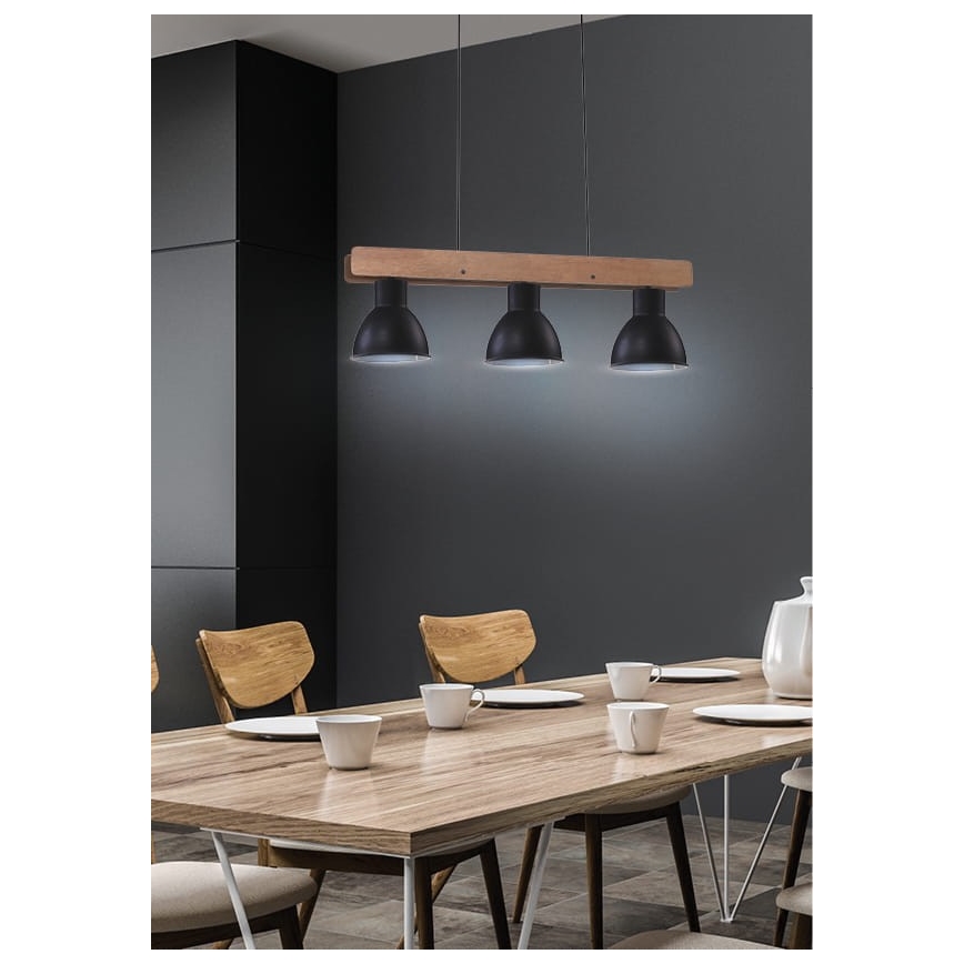 Candeeiro suspenso VARIO 3xE27/60W/230V Bétula