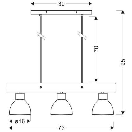 Candeeiro suspenso VARIO 3xE27/60W/230V Bétula