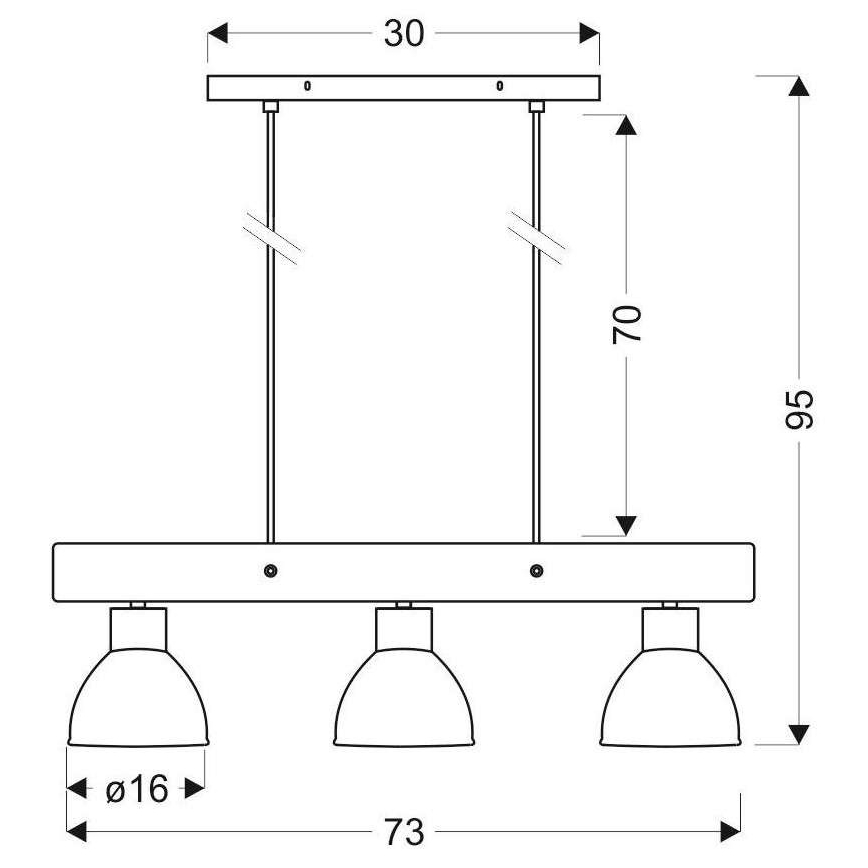 Candeeiro suspenso VARIO 3xE27/60W/230V Bétula
