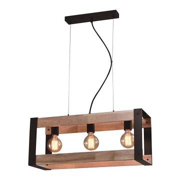 Candeeiro suspenso VARNA 3xE27/40W/230V carvalho