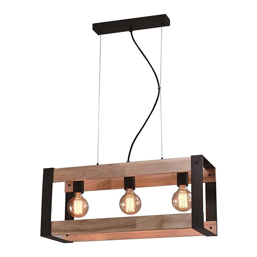 Candeeiro suspenso VARNA 3xE27/40W/230V carvalho