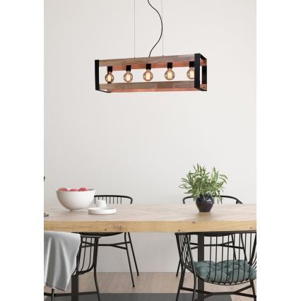 Candeeiro suspenso VARNA 5xE27/40W/230V carvalho
