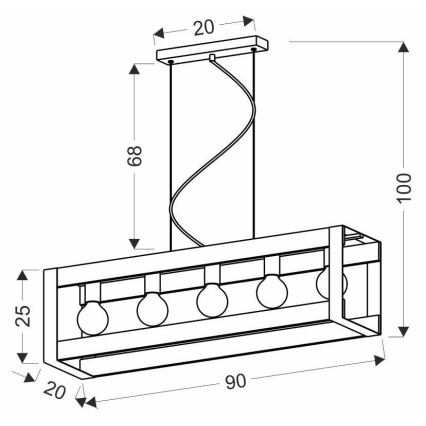 Candeeiro suspenso VARNA 5xE27/40W/230V carvalho
