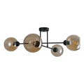 Candeeiro suspenso VASCO 4xE27/60W/230V preto/fumado bege