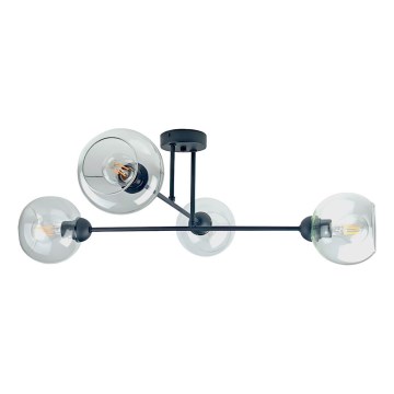 Candeeiro suspenso VASCO 4xE27/60W/230V preto/transparente