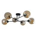 Candeeiro suspenso VASCO 6xE27/60W/230V preto/fumado bege