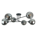 Candeeiro suspenso VASCO 6xE27/60W/230V preto/fumado preto