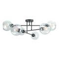 Candeeiro suspenso VASCO 6xE27/60W/230V preto/transparente