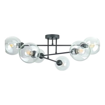Candeeiro suspenso VASCO 6xE27/60W/230V preto/transparente
