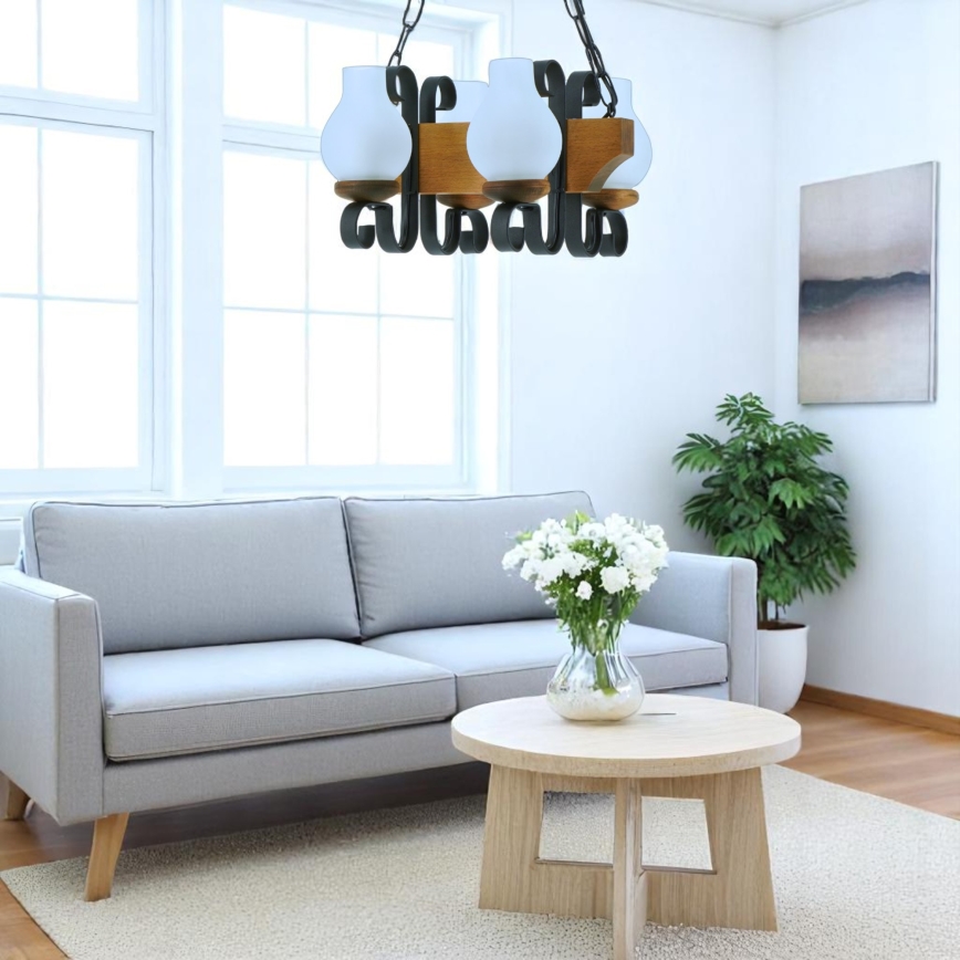 Candeeiro suspenso VELA 4xE14/40W/230V faia