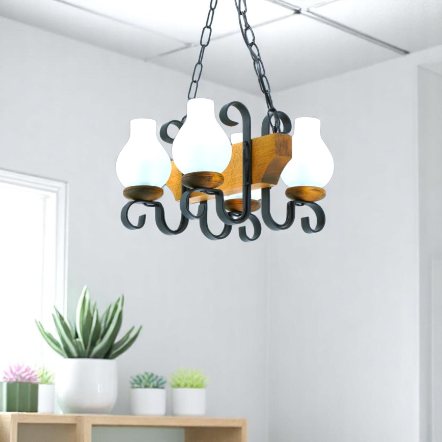 Candeeiro suspenso VELA 4xE14/40W/230V faia